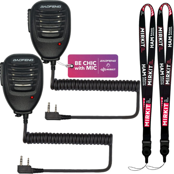 MIRKIT 2pcs Baofeng Mic for Two Way Radio, Radio Shoulder Mic with Reinforced Cable, Noise Reduction, USA Warranty