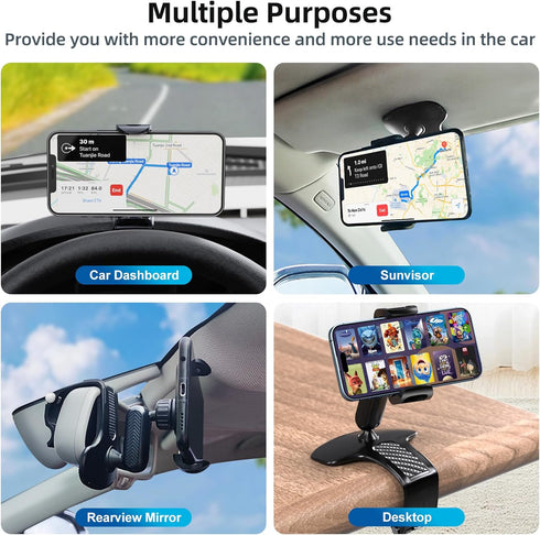 FONKEN 360 360 4 7" Universal Dashboard Cell Phone Holder, Upgrade Clip Car Phone Holder Mount for Dashboard Degree
