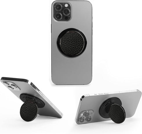 HANDL NEW YORK HANDL O MagSafe Black Leather Phone Grip & Stand Removable Magnetic Grip,