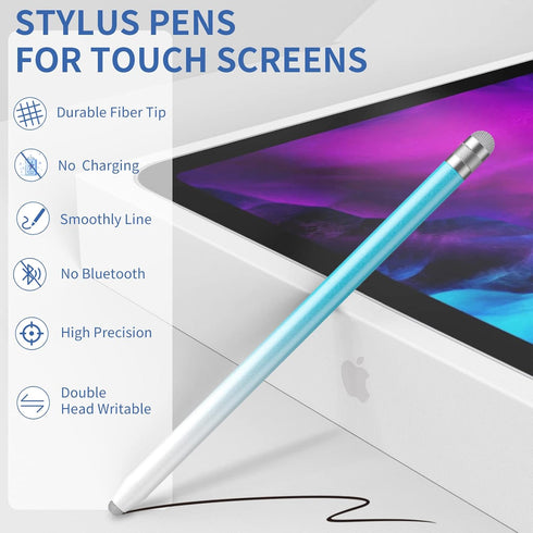 4PCS Stylus Pens for Touch Screens, Precision Double Fiber Tips, Compatible with Apple iPad/iPhone/Android/Tablets