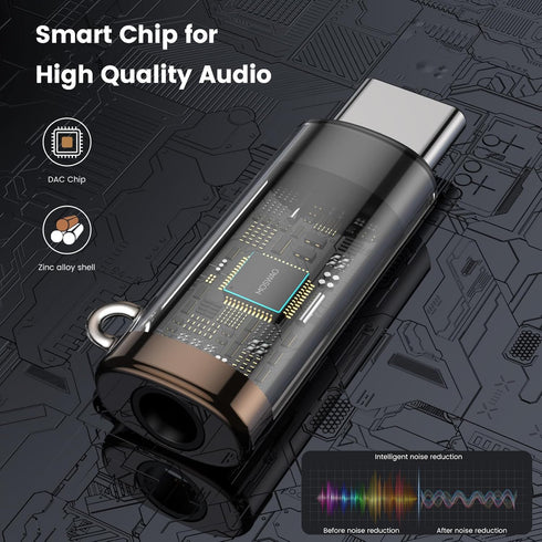 MOSWAG Type C Headphone Adapter USB C to 3.5mm Aux Mic Audio Dongle Hi-Res DAC Chip for Samsung Galaxy S23 S22 Pixel