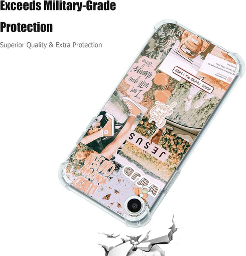 Christian Aesthetic Collage Case for iPhone XR, Unique Motivational Jesus Graphic, Trendy Soft TPU Cover
