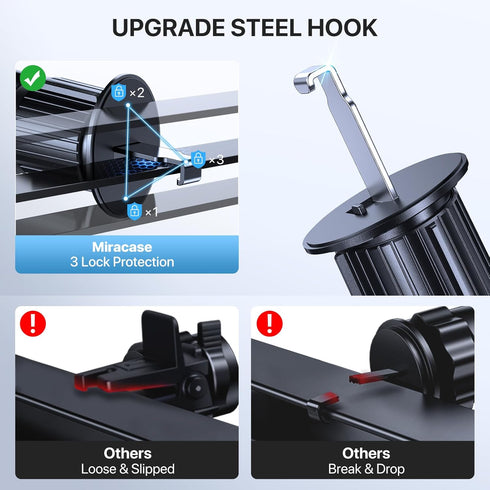 Car Phone Holder Mount, Upgraded Vent Clip, Universal Phone Holders for iPhone, Samsung, 4.0-7.0 inches