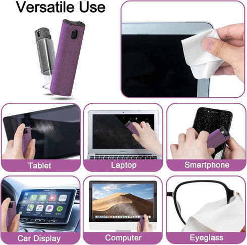 2Pcs Laptop Screen Monitor Cleaner Spray, Portable Phone Touchscreen and Car Screen Cleaning Kit for Cell Phones, Tablet