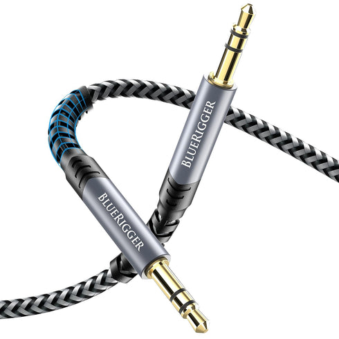 BlueRigger 3.5mm Stereo Audio Cable (15FT, 24K Gold Plated Jack, Male to Male, Hi-Fi Sound) Aux Cord for Headphones,