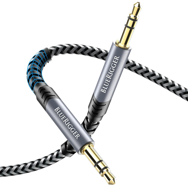 BlueRigger 3.5mm Stereo Audio Cable (15FT, 24K Gold Plated Jack, Male to Male, Hi-Fi Sound) Aux Cord for Headphones,