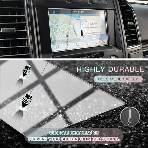 CDEFG Center Control Navigation Touch Screen Protector for 2014-2020 Ford F150 F250 Raptor 8 Inch, Tempered Glass
