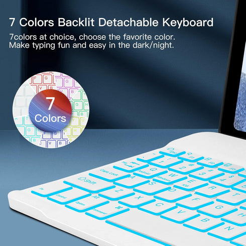 JUQITECH Backlit Keyboard Case for Samsung Galaxy Tab A8 10.5 2022, Smart Soft Case with Bluetooth Keyboard for Galaxy