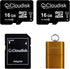 Pack of 2 Micro SD Card 16GB Flash Memory Card Micro SDHC with SD Adapter and Card Reader, C10, A1, U1