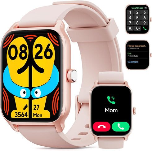 Smart Watches for Men/Women, 1.8'' Alexa Built-in Fitness Tracker with Bluetooth Calls, IP68 Waterproof, 110 Sport Modes