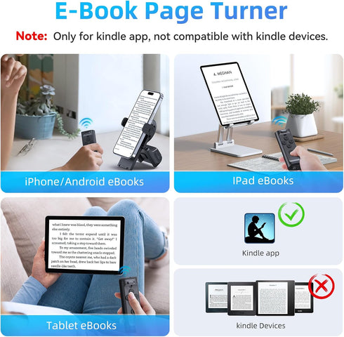 Remote Control Scrolling for TikTok with Phone Stand, Page Turner for Kindle App E-Book, Bluetooth Camera Shutter