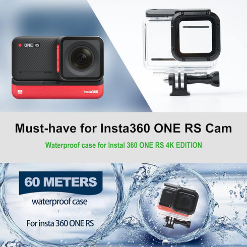 Waterproof Housing Case for Insta360 ONE RS 4K Edition, Underwater Diving Protective Shell with Bracket Accessories