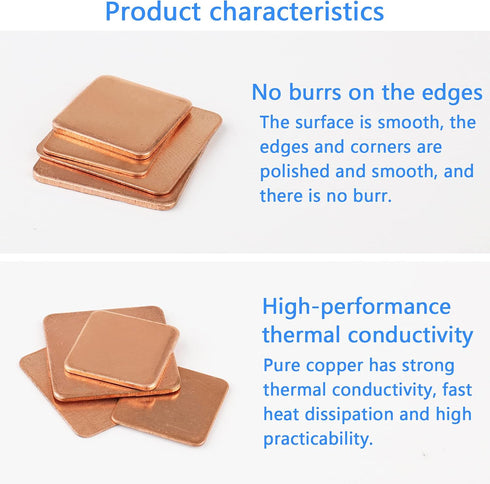 Copper Heatsinks Thermal Kit 40Pcs, 4 Sizes 15 x 15mm 20 x 20mm for Cooling Laptop Notebook GPU CPU IC Chipset