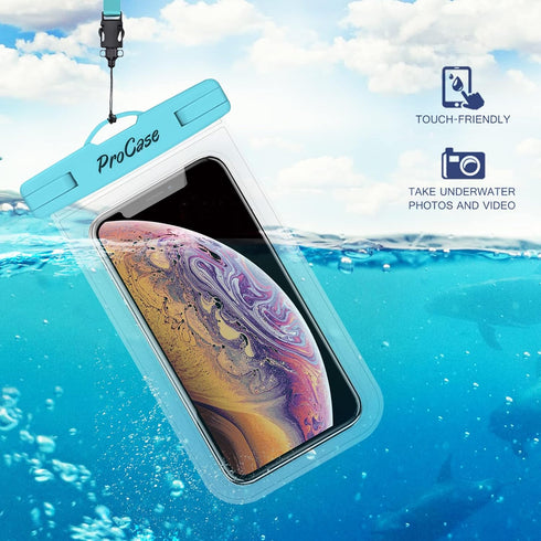 ProCase 2 Pack Waterproof Phone Pouch Case, 7" Universal Underwater Cellphone Dry Bag Holder for iPhone 15 14 13 Pro