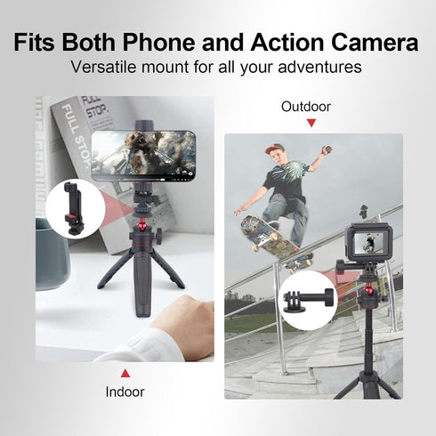 Mechrig 360 Shoe/3-Section (SY028) Extendable Mini Tripod Selfie Stick Kits, Vlogging Tripod Camera Handheld with Ball
