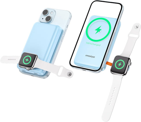 Magnetic Power Bank 4-in-1 Wireless Charger 10000mAh, Slim 20W USB-C Fast Charging Battery Pack for iPhone 15/14/13/12,