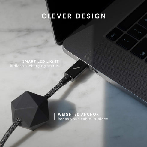 Native Union Type-C Desk Cable, USB-C to USB-C 8ft Ultra-Strong Charging Cable with Anchor Weight for iPhone 15