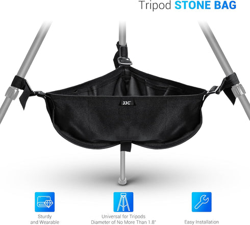 JJC Tripod Weight Stone Bag, Heavy Duty Sandbag for Lightweight Tripod Easel Light Stand Astrophotography, Tripod Rock Bag Camera Equipment Storage Bag Shelf with Buckles Adjustment