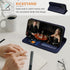 Wallet Case for iPhone 15 Plus - Dark Blue, Genuine Leather Flip Folio, Compatible with MagSafe, RFID Blocking