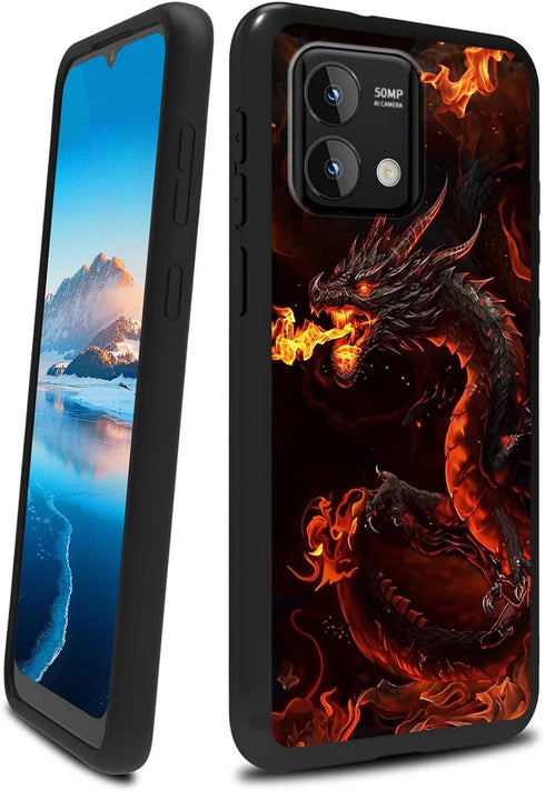 Motorola Moto G Stylus 4G 2023 Case, Cool Red Dragon Soft TPU Shockproof Scratch-Proof Protective Cover