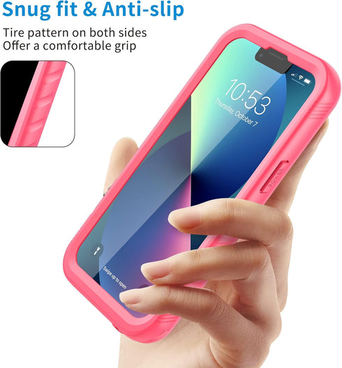 SPORTLINK iPhone 13 Waterproof Case - Rugged, Full Body Shockproof & Dustproof, 6.1" Screen Protector, Pink.