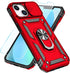 SunStory Military-Grade Case for iPhone 12/13 Mini with HD Screen Protector, Slide Camera Cover & Kickstand, Red
