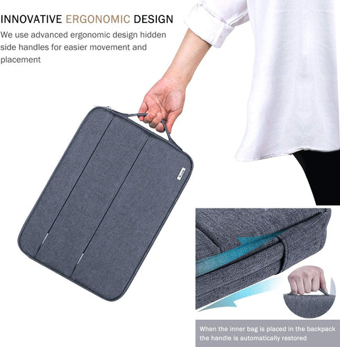 Voova 13 13.6 Inch Laptop Sleeve Case, Waterproof Computer Bag Cover Compatible with MacBook Air/Pro, Dark Grey