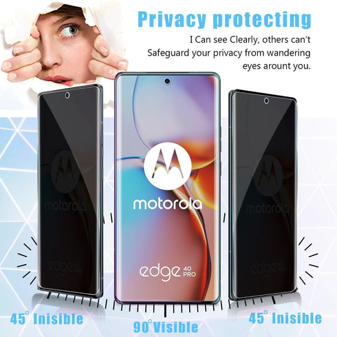 [2 Pack for Motorola Edge (2023) Privacy Screen Protector, Anti-Spy 9H Hardness, Anti-Scratch, Bubble Free