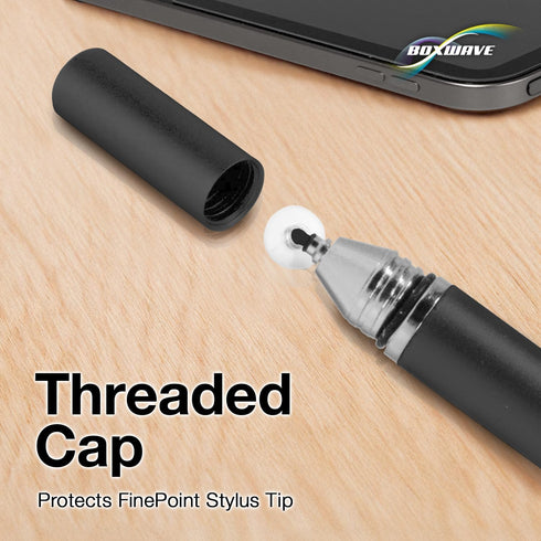 BoxWave FineTouch Capacitive Stylus Pen Compatible with Lenovo C330 Convertible 2-in-1 Chromebook (Jet Black)
