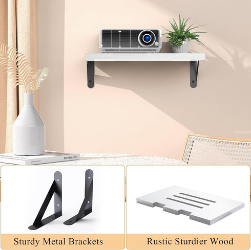 15.7" 9.8"(Lx DAWASAPAT Projector Shelf/Modem Shelf/Router Shelf/Cable Box Wall Mount/Router Wall Mount, x W) White