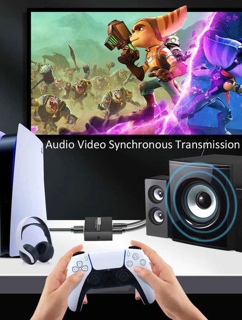 HDMI Audio Extractor, 4K HDMI to HDMI Splitter with 3.5mm AUX Audio, Compatible with TV, PC, PS3/4/5, Projector