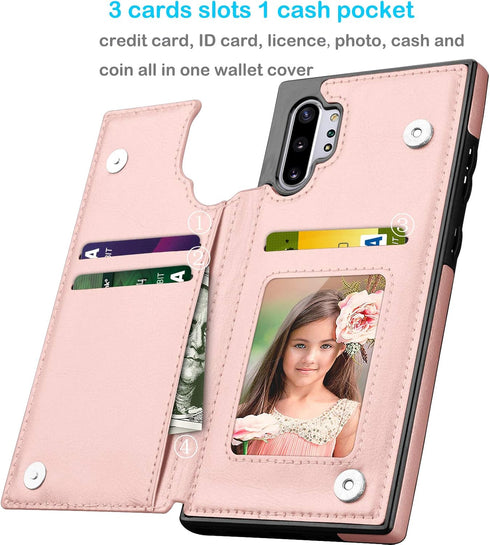 Tekcoo Galaxy Note 10 Plus Wallet Case, Rose Gold - Minimalist Luxury PU Leather Flip Cover with Card Holder Slots