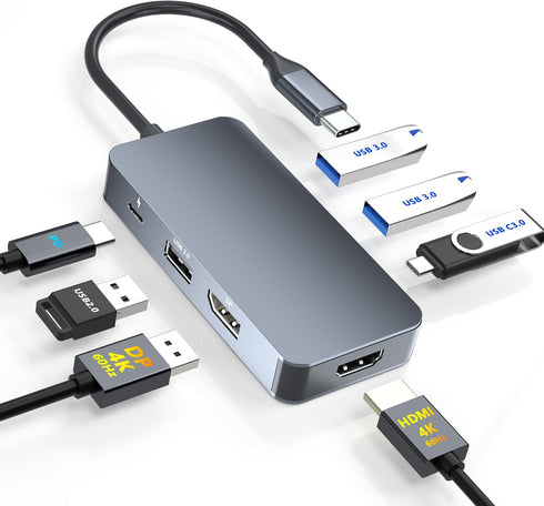 Buerlaseul 4K@60Hz HDMI Display Port USB C Docking Station Dual Monitor for Dell/HP/Mac