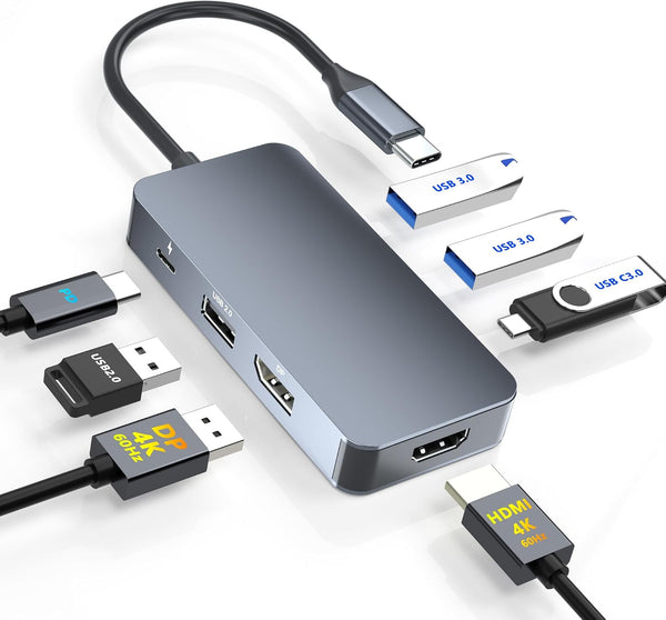 Buerlaseul 4K@60Hz HDMI Display Port USB C Docking Station Dual Monitor for Dell/HP/Mac