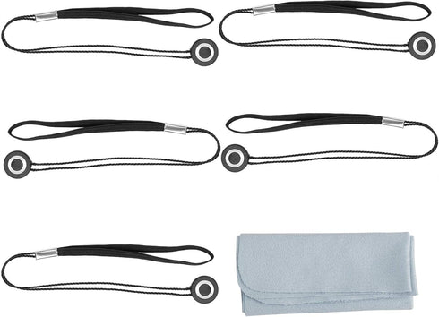 ChromLives 5 Pack Lens Cap Leash Keeper with Microfiber Cleaning Cloth, Compatible with Canon/Nikon/Sony Cameras