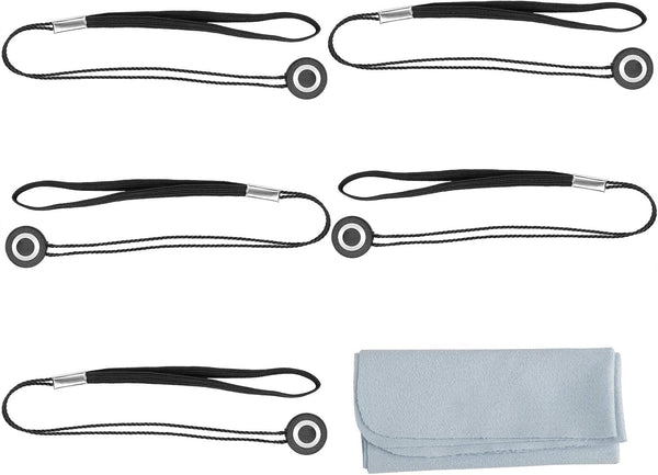 ChromLives 5 Pack Lens Cap Leash Keeper with Microfiber Cleaning Cloth, Compatible with Canon/Nikon/Sony Cameras