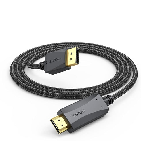 4K DisplayPort to HDMI Cable 1.5 Feet, Short DP to HDMI Male to Male Adapter Cord for Computer, Monitor, TV, Projector