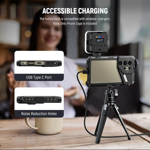 Neewer S24 Ultra Phone Cage with 67mm Filter Adapter, 17mm Lens Backplate, T Mount Lens Adapter, Cleaning Cloth