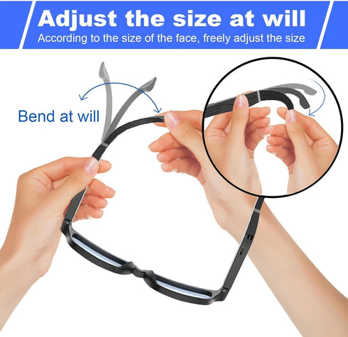 Smart Glasses with Bluetooth Speakers, One-Click Control, Clear Calls, Anti-Blue Light Lenses for Men Women - Black