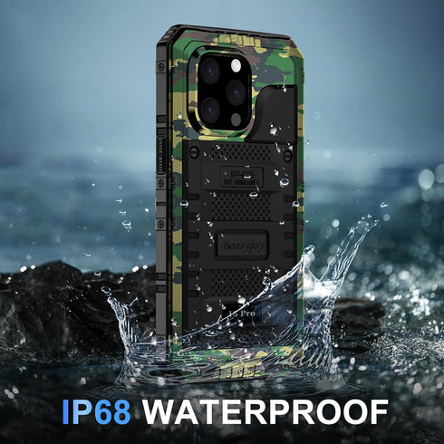 Beasyjoy Waterproof Case for iPhone 15 Pro, Metal Heavy Duty Full Body Protective Case with Built-in Screen Protector,