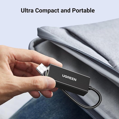 UGREEN USB-A to Ethernet Adapter, 10/100 Mbps Network Adapter for Laptop PC, Black