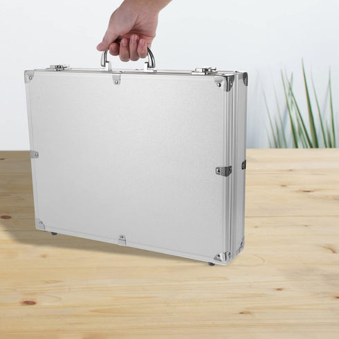 SUPVOX Lockable Aluminum Hard Case Briefcase Box for Tools, Cameras, Instruments, Silver