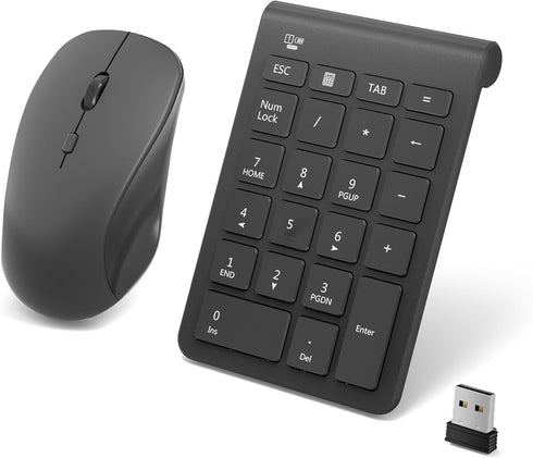 Arsandyn 22 Keys Wireless Number Pad and Mouse-Black,2.4GHz Numeric Keypad with Mouse 3