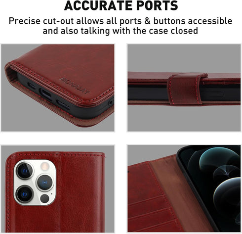 MONASAY Wallet Case for iPhone 11 Pro, 5.8-inch, Flip Folio Leather Cover with Glass Screen Protector and RFID Blocking