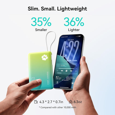 INIU 45W 10000mAh Portable Charger, PD Slim Power Bank with Built-in USB-C, Camping Outdoor Travel Business, for Women