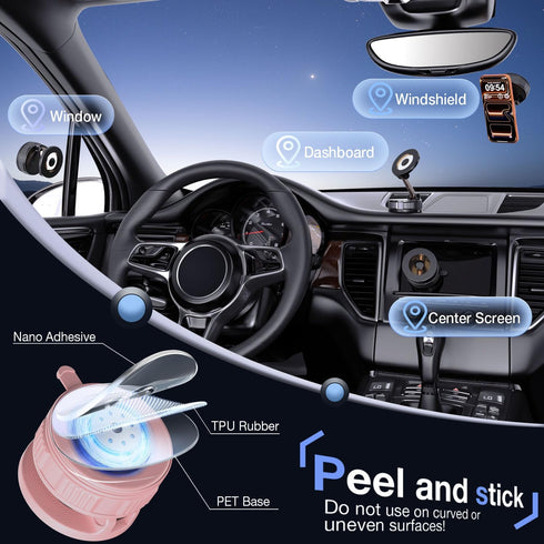 Vooii (130LB 360 Phone Holders for Your Car for Magsafe Car Mount Ultra Suction Cup & Adjustable) Vacuum Cell Phone Car