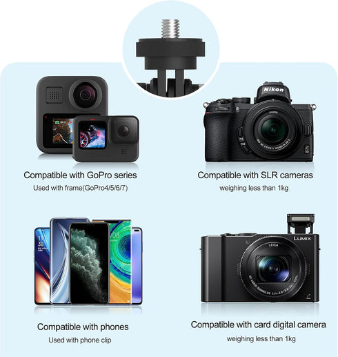 TELESIN Aluminum Camera Suction Cup Car Mount with Phone Holder, Windshield Dashboard Accessories for GoPro 12 11 10 9