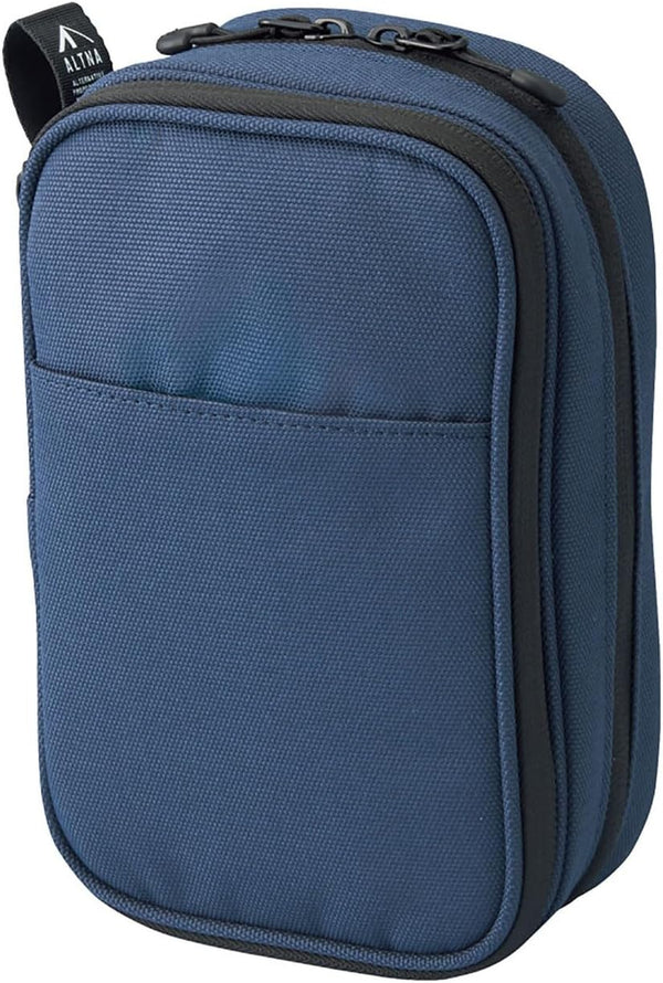 LIHIT LAB Gadget Pouch, Double, 5 x 3.6 x 8.5, Navy Blue