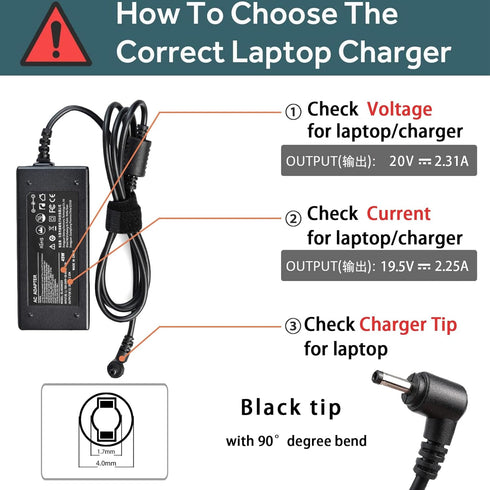 45W 20V 2.25A AC Adapter Laptop Charger for Lenovo Thinkpad Compatible