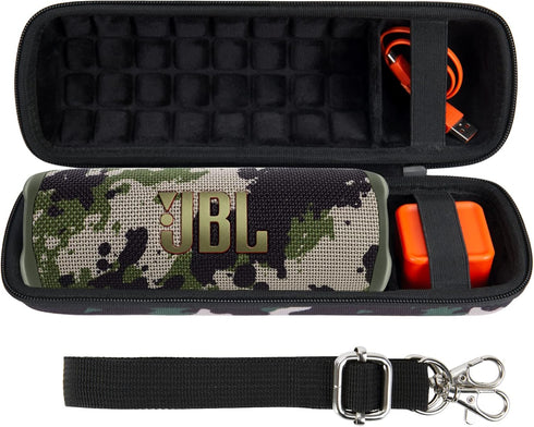 co2CREA Hard Travel Case for JBL Flip 6 FLIP 5, Waterproof Portable Bluetooth Speaker Replacement (Black Camo Case)